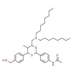ChemSpider 2D Image | N-(4-{4-[(Dioctylamino)methyl]-6-[4-(hydroxymethyl)phenyl]-5-methyl-1,3-dioxan-2-yl}phenyl)acetamide | C37H58N2O4