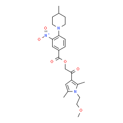 ChemSpider 2D Image | 2-[1-(2-Methoxyethyl)-2,5-dimethyl-1H-pyrrol-3-yl]-2-oxoethyl 4-(4-methyl-1-piperidinyl)-3-nitrobenzoate | C24H31N3O6