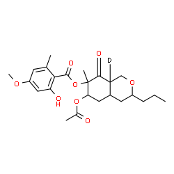 ChemSpider 2D Image | 6-Acetoxy-7-methyl-8-oxo-3-propyl(8a-~2~H)octahydro-1H-isochromen-7-yl 2-hydroxy-4-methoxy-6-methylbenzoate | C24H31DO8