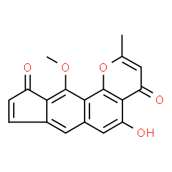 ChemSpider 2D Image | 5-Hydroxy-11-methoxy-2-methylindeno[5,6-h]chromene-4,10-dione | C18H12O5