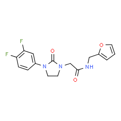 ChemSpider 2D Image | 2-[3-(3,4-Difluorophenyl)-2-oxo-1-imidazolidinyl]-N-(2-furylmethyl)acetamide | C16H15F2N3O3