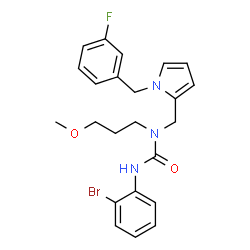 ChemSpider 2D Image | 3-(2-Bromophenyl)-1-{[1-(3-fluorobenzyl)-1H-pyrrol-2-yl]methyl}-1-(3-methoxypropyl)urea | C23H25BrFN3O2