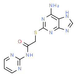 ChemSpider 2D Image | acetamide, 2-[(6-amino-9H-purin-2-yl)thio]-N-2-pyrimidinyl- | C11H10N8OS