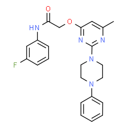 ChemSpider 2D Image | N-(3-Fluorophenyl)-2-{[6-methyl-2-(4-phenyl-1-piperazinyl)-4-pyrimidinyl]oxy}acetamide | C23H24FN5O2