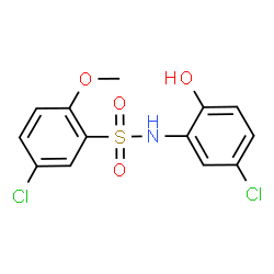 ChemSpider 2D Image | 5-Chloro-N-(5-chloro-2-hydroxyphenyl)-2-methoxybenzenesulfonamide | C13H11Cl2NO4S