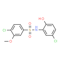 ChemSpider 2D Image | 4-Chloro-N-(5-chloro-2-hydroxyphenyl)-3-methoxybenzenesulfonamide | C13H11Cl2NO4S