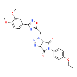 ChemSpider 2D Image | 1-{[3-(3,4-Dimethoxyphenyl)-1,2,4-oxadiazol-5-yl]methyl}-5-(4-ethoxyphenyl)-3a,6a-dihydropyrrolo[3,4-d][1,2,3]triazole-4,6(1H,5H)-dione | C23H22N6O6