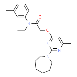 ChemSpider 2D Image | 2-{[2-(1-Azepanyl)-6-methyl-4-pyrimidinyl]oxy}-N-ethyl-N-(3-methylphenyl)acetamide | C22H30N4O2
