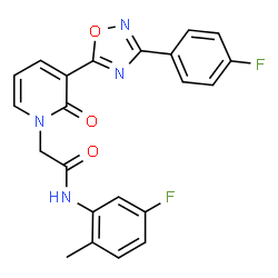 ChemSpider 2D Image | N-(5-Fluoro-2-methylphenyl)-2-{3-[3-(4-fluorophenyl)-1,2,4-oxadiazol-5-yl]-2-oxo-1(2H)-pyridinyl}acetamide | C22H16F2N4O3