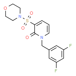 ChemSpider 2D Image | 1-(3,5-Difluorobenzyl)-3-(4-morpholinylsulfonyl)-2(1H)-pyridinone | C16H16F2N2O4S