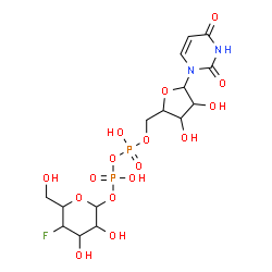 ChemSpider 2D Image | [5-(2,4-Dioxo-3,4-dihydro-1(2H)-pyrimidinyl)-3,4-dihydroxytetrahydro-2-furanyl]methyl 5-fluoro-3,4-dihydroxy-6-(hydroxymethyl)tetrahydro-2H-pyran-2-yl dihydrogen diphosphate | C15H23FN2O16P2