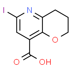 ChemSpider 2D Image | 6-iodo-2H,3H,4H-pyrano[3,2-b]pyridine-8-carboxylic acid | C9H8INO3