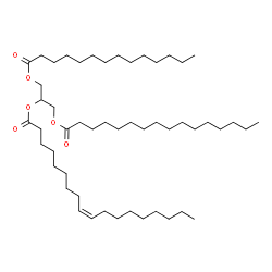 ChemSpider 2D Image | 1-(Palmitoyloxy)-3-(tetradecanoyloxy)-2-propanyl (9Z)-9-octadecenoate | C51H96O6