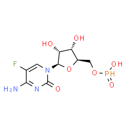ChemSpider 2D Image | 5-Fluoro-5'-O-[hydroxy(oxido)phosphoranyl]cytidine | C9H13FN3O7P