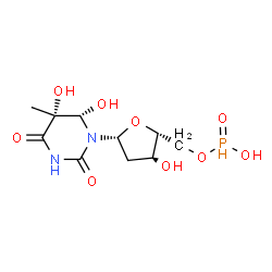 ChemSpider 2D Image | 5,6-Dihydroxy-5'-O-[hydroxy(oxido)phosphoranyl]-5,6-dihydrothymidine | C10H17N2O9P