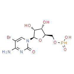 ChemSpider 2D Image | 5-Bromo-5'-O-[hydroxy(oxido)phosphoranyl]cytidine | C9H13BrN3O7P