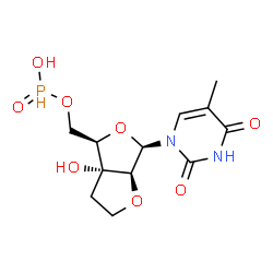 ChemSpider 2D Image | [(3aR,4R,6R,6aS)-3a-Hydroxy-6-(5-methyl-2,4-dioxo-3,4-dihydro-1(2H)-pyrimidinyl)hexahydrofuro[3,4-b]furan-4-yl]methyl hydrogen phosphonate | C12H17N2O8P