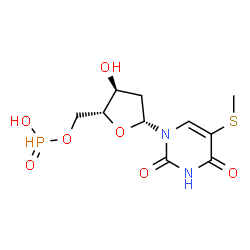ChemSpider 2D Image | 2'-Deoxy-5'-O-[hydroxy(oxido)phosphoranyl]-5-(methylsulfanyl)uridine | C10H15N2O7PS