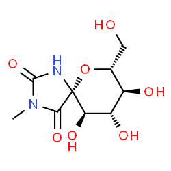 ChemSpider 2D Image | 8,9,10-TRIHYDROXY-7-HYDROXYMETHYL-3-METHYL-6-OXA-1,3-DIAZA-SPIRO[4.5]DECANE-2,4-DIONE | C9H14N2O7