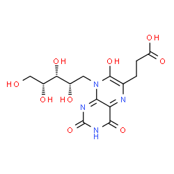 ChemSpider 2D Image | 3-(7-HYDROXY-8-RIBITYLLUMAZINE-6-YL) PROPIONIC ACID | C14H18N4O9
