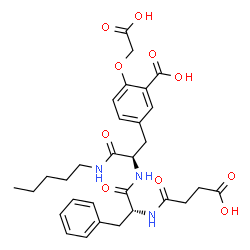 ChemSpider 2D Image | N-(3-Carboxypropanoyl)-D-phenylalanyl-3-carboxy-O-(carboxymethyl)-N-pentyl-D-tyrosinamide | C30H37N3O10