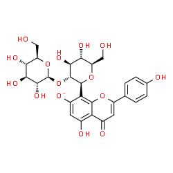 ChemSpider 2D Image | (1S)-1,5-Anhydro-2-O-beta-D-glucopyranosyl-1-[5-hydroxy-2-(4-hydroxyphenyl)-7-oxido-4-oxo-4H-chromen-8-yl]-D-glucitol | C27H29O15