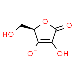 ChemSpider 2D Image | (2R)-4-Hydroxy-2-(hydroxymethyl)-5-oxo-2,5-dihydro-3-furanolate | C5H5O5
