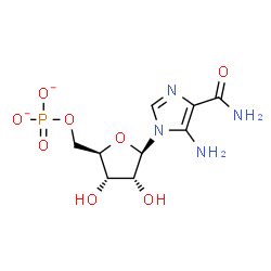 ChemSpider 2D Image | 5-Amino-1-(5-O-phosphonato-beta-D-ribofuranosyl)-1H-imidazole-4-carboxamide | C9H13N4O8P