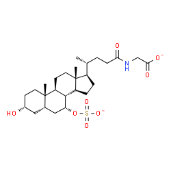 ChemSpider 2D Image | {[(3alpha,5beta,7alpha)-3-Hydroxy-24-oxo-7-(sulfonatooxy)cholan-24-yl]amino}acetate | C26H41NO8S