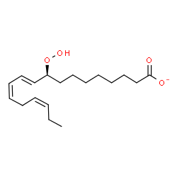 ChemSpider 2D Image | (9S,10E,12Z,15Z)-9-Hydroperoxy-10,12,15-octadecatrienoate | C18H29O4