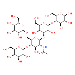 ChemSpider 2D Image | beta-D-Galp-(1->4)-[beta-D-Glcp-(1->6)]-beta-D-GlcpNAc-(1->3)-beta-D-Galp-(1->4)-beta-D-Glcp | C32H55NO26