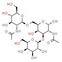 ChemSpider 2D Image | beta-D-Galp-(1->3)-[beta-D-GlcpNAc-(1->6)]-alpha-D-GalpNAc | C22H38N2O16
