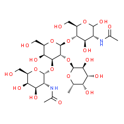 ChemSpider 2D Image | alpha-D-GalpNAc-(1->3)-[alpha-L-Fucp-(1->2)]-beta-D-Galp-(1->4)-D-GlcpNAc | C28H48N2O20