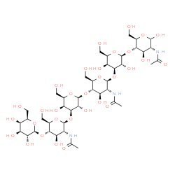 ChemSpider 2D Image | beta-D-Galactopyranosyl-(1->4)-2-acetamido-2-deoxy-beta-D-glucopyranosyl-(1->3)-beta-D-galactopyranosyl-(1->4)-2-acetamido-2-deoxy-beta-D-glucopyranosyl-(1->3)-beta-D-galactopyranosyl-(1->4)-2-acetami
do-2-deoxy-D-glucopyranose | C42H71N3O31