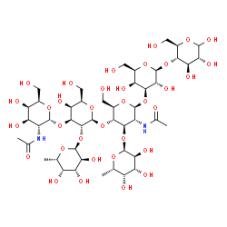 ChemSpider 2D Image | alpha-L-Fucp-(1->2)-[alpha-D-GalpNAc-(1->3)]-beta-D-Galp-(1->4)-[alpha-L-Fucp-(1->3)]-beta-D-GlcpNAc-(1->3)-beta-D-Galp-(1->4)-D-Glcp | C46H78N2O34