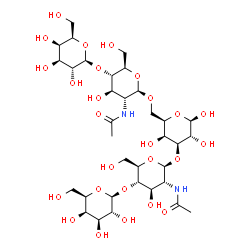 ChemSpider 2D Image | beta-D-Galp-(1->4)-beta-D-GlcpNAc-(1->3)-[beta-D-Galp-(1->4)-beta-D-GlcpNAc-(1->6)]-beta-D-Galp | C34H58N2O26