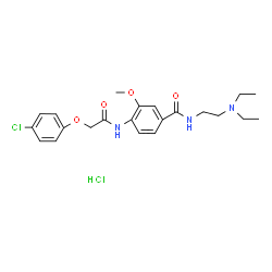 ChemSpider 2D Image | 4-{[(4-Chlorophenoxy)acetyl]amino}-N-[2-(diethylamino)ethyl]-3-methoxybenzamide hydrochloride (1:1) | C22H29Cl2N3O4