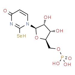 ChemSpider 2D Image | 1-(5-O-Phosphono-beta-D-ribofuranosyl)-2-selanyl-4(1H)-pyrimidinone | C9H13N2O8PSe