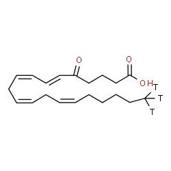 ChemSpider 2D Image | (6E,8Z,11Z,14Z)-5-Oxo(20,20,20-~3~H_3_)-6,8,11,14-icosatetraenoic acid | C20H27T3O3