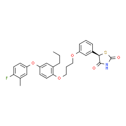 ChemSpider 2D Image | (5R)-5-(3-{3-[4-(4-Fluoro-3-methylphenoxy)-2-propylphenoxy]propoxy}phenyl)-1,3-thiazolidine-2,4-dione | C28H28FNO5S