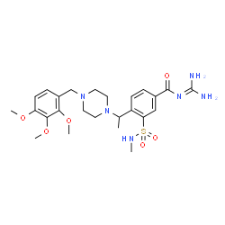 ChemSpider 2D Image | N-Carbamimidoyl-3-(methylsulfamoyl)-4-{1-[4-(2,3,4-trimethoxybenzyl)-1-piperazinyl]ethyl}benzamide | C25H36N6O6S