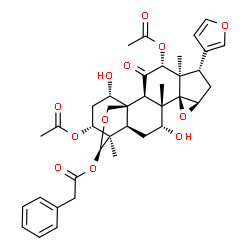 ChemSpider 2D Image | (1S,2R,4R,5R,6S,8R,10S,11S,12R,14R,15R,16R,19S,21R)-4,21-Diacetoxy-6-(3-furyl)-12,19-dihydroxy-5,11,15-trimethyl-3-oxo-9,17-dioxahexacyclo[13.3.3.0~1,14~.0~2,11~.0~5,10~.0~8,10~]henicos-16-yl phenylac
etate | C38H44O12