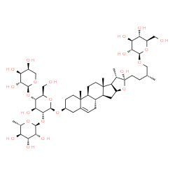 ChemSpider 2D Image | (3beta,22R,25R)-26-(beta-D-Glucopyranosyloxy)-22-hydroxyfurost-5-en-3-yl alpha-L-arabinopyranosyl-(1->4)-[6-deoxy-alpha-L-mannopyranosyl-(1->2)]-beta-D-glucopyranoside | C50H82O22