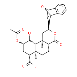 ChemSpider 2D Image | Methyl (2S,4aR,6aR,7R,9S,10aS,10bR)-9-acetoxy-6a,10b-dimethyl-2-(11-oxatricyclo[6.2.1.0~2,7~]undeca-2,4,6,9-tetraen-9-yl)-4,10-dioxododecahydro-2H-benzo[f]isochromene-7-carboxylate | C29H32O8