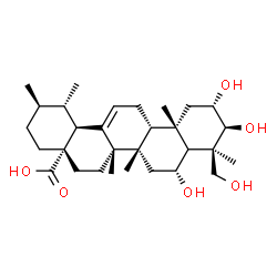 ChemSpider 2D Image | (2beta,3alpha,5xi,6beta,8alpha,10alpha)-2,3,6,23-Tetrahydroxyurs-12-en-28-oic acid | C30H48O6