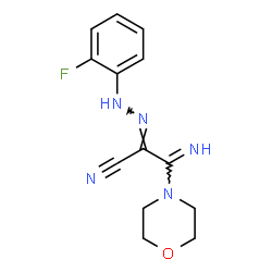 ChemSpider 2D Image | 2-[(2-fluorophenyl)hydrazono]-3-imino-3-(4-morpholinyl)propanenitrile | C13H14FN5O