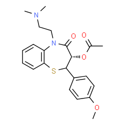 ChemSpider 2D Image | (3S)-5-[2-(Dimethylamino)ethyl]-2-(4-methoxyphenyl)-4-oxo-2,3,4,5-tetrahydro-1,5-benzothiazepin-3-yl acetate | C22H26N2O4S