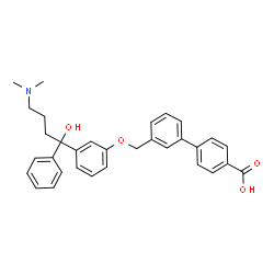 ChemSpider 2D Image | 3'-({3-[4-(Dimethylamino)-1-hydroxy-1-phenylbutyl]phenoxy}methyl)-4-biphenylcarboxylic acid | C32H33NO4