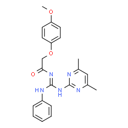 ChemSpider 2D Image | N-{(E)-Anilino[(4,6-dimethyl-2-pyrimidinyl)amino]methylene}-2-(4-methoxyphenoxy)acetamide | C22H23N5O3