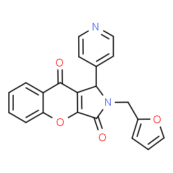 ChemSpider 2D Image | 2-(2-Furylmethyl)-1-(4-pyridinyl)-1,2-dihydrochromeno[2,3-c]pyrrole-3,9-dione | C21H14N2O4